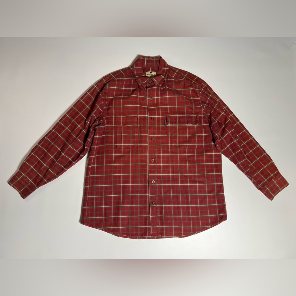Woolrich Plaid Shirt Men's Large Merlot Outdoor Camping